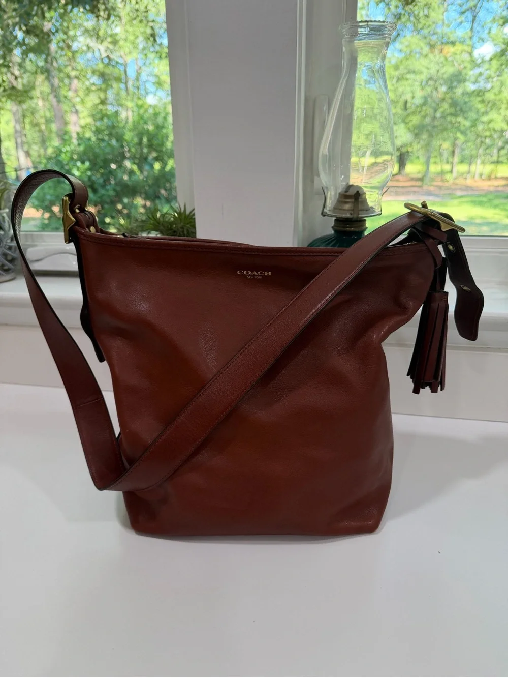 Coach Legacy Tassle 19889 Brown Leather Shoulder Bag with Wallet